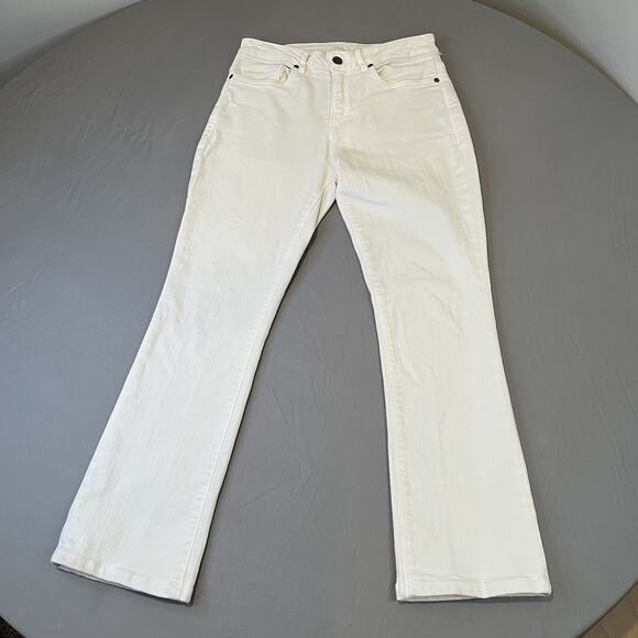 ANN MASHBURN Straight Cropped Jean Cream Stretch Denim Size 25 Inseam 25.5" - Picture 3 of 11